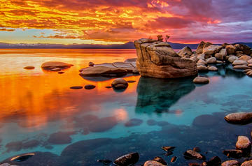 rocky beach at sunset
