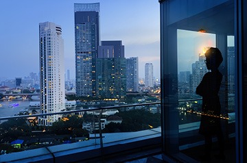 looking over skyline from condo windows