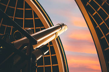 view from inside an observatory's open dome