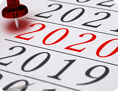 column list of years with red pin next to '2020'