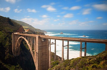 high bridge over coastal waters
