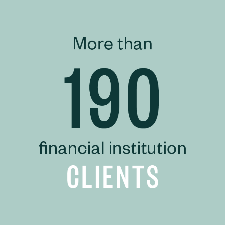 More than 400 financial institutions clients