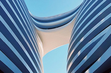 Sky bridge connecting two buildings